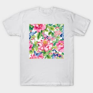 Preppy colors flowers, birds and butterflies T-Shirt